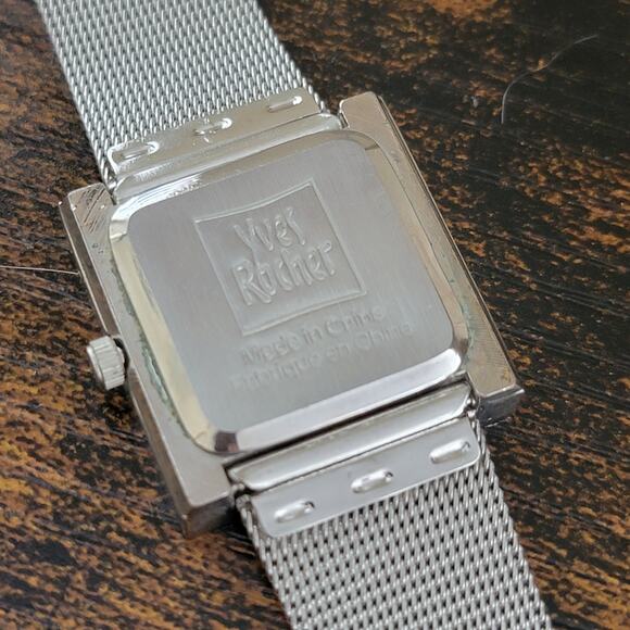 Vintage Watches Yves Rocher Square Dial Silver Mesh Band Minimalist Quartz - Picture 9 of 10